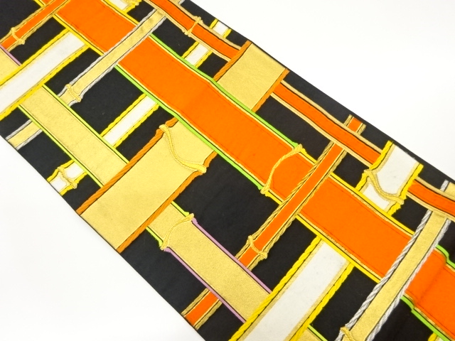 JAPANESE FUKURO OBI / WOVEN BAMBOO GRID